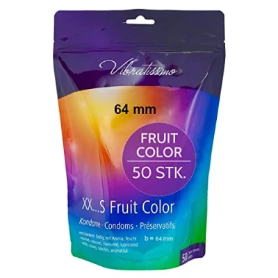 Abbildung von VIBRATISSIMO Kondome Fruit Color 50er Pack I gefühlsecht &amp; extra feucht Condoms for Men Kondom Beutel wiederverschließbar Bunte hauchzart b=64mm