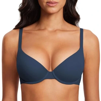 Abbildung von DOBREVA Damen Push Up Bügel BH Soft T Shirt BHS mit Licht Gepolstert Komfort Sexy Sargasso 90E