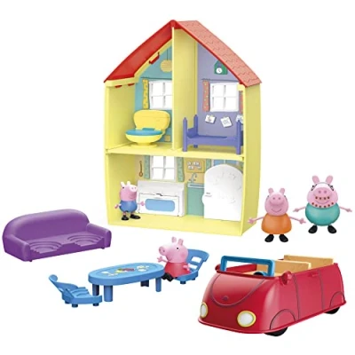 Abbildung von Peppa Pig Peppa’s Adventures Peppas Haus, Komboset mit Spielset, Auto Geräuschen, 4 Figuren und 6 Accessoires, ab 3 Jahren