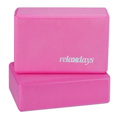 Abbildung von Relaxdays Unisex Erwachsene Yogablock im 2er Set, Klötze Übungen, Hartschaum, rutschfest, Yoga Würfel HBT 8x23x15 cm, pink f