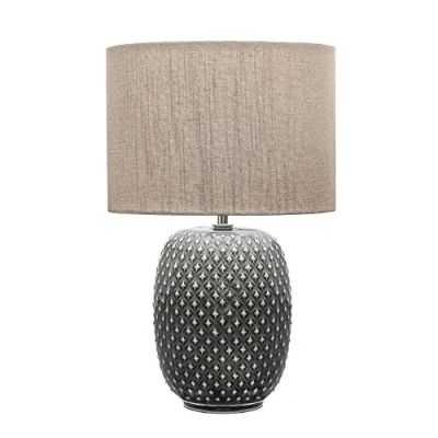 Abbildung von Pauleen 48153 Pretty Classy Tischleuchte Keramik Tischlampe mit Stoffschirm hell Beige max60W E27 Dunkelgrau/Beige 230V