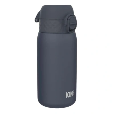 Abbildung von Ion8 Kinder Trinkflasche, Edelstahl 400ml, Auslaufsicher, Einhandöffnung, Sichere Verriegelung, Spülmaschinenfest, Klappdeckel, Tragegriff, Leicht zu Reinigen, Langlebig &amp; Kratzfest, Asche Marine