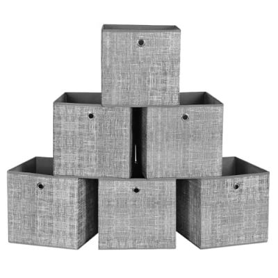 Abbildung von SONGMICS Aufbewahrungsbox, 6er Set, Ordnungsboxen aus Vliesstoff mit Griff, Boxen Aufbewahrung, 30 x cm, Organizer Box, für Würfelregal, Faltbox, Kleideraufbewahrung, grau meliert RFB02LG 3