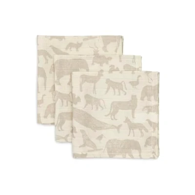Abbildung von Jollein 537 848 67044 Spucktücher Mundtücher Musselin 3er Set Animals Nougat (31x31cm)