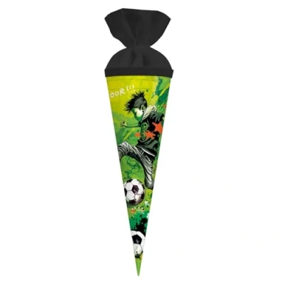 Abbildung von goldbuch 93 133 Geschenktüte 35 cm Stürmer, Schultüte mit Motiv Fußballer, Geschenkverpackung x 11,5 cm, Geschwistertüte für Jungen und Mädchen, Zuckertüte aus Lackkarton Filzverschluss, Grün