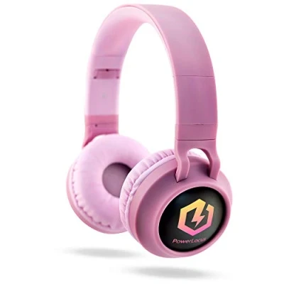 Abbildung von PowerLocus Kinderkopfhörer Bluetooth, Kinder Kopfhörer Over Ear mit 85db Lautstärkebegrenzung LED licht Faltbare HD Stereo Kabellose und Kabel, eingebautes Mikrofon für Handy, Tablet,PC,TV