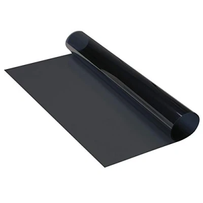 Abbildung von FOLIATEC Scheibentönungsfolie Tönungsfolie für Autoscheiben, BLACKNIGHT Reflex Superdark, 51x400cm + 76x152cm, mit ABG, 95% Verdunkelung