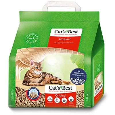 Abbildung von Cat&#039;s Best Original Katzenstreu, 100 % pflanzliche Katzen Klumpstreu mit maximaler Saugkraft bekämpft Gerüche natürlich aktiv, 2,1 kg/5 l