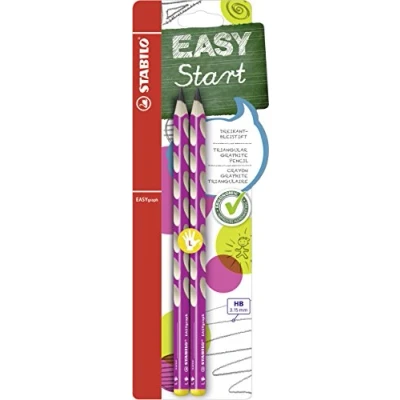 Abbildung von Ergonomischer Dreikant Bleistift für Linkshänder STABILO EASYgraph in pink 2er Pack Härtegrad HB