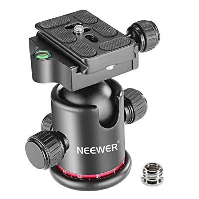 Abbildung von NEEWER 36MM Stativ Kugelkopf 360 Panorama Metall mit Arca Typ Schnellwechselplatte, 1/4&quot; Schraube 3/8“ Gewinde Halterung, Max Last 8kg, Stativkopf für Monopod, Slider, DSLR Kamera, Camcorder (Rot)