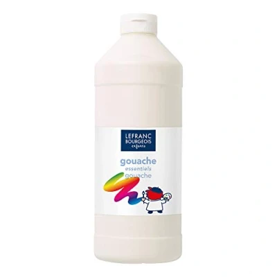Abbildung von Lefranc Bourgeois 188524 Value Kinder Gouachefarbe auf Wasserbasis, leuchtende Farben, deckend, gebrauchsfertig, abwaschbar, Dosieröffnung, 1000ml Flasche Weiß