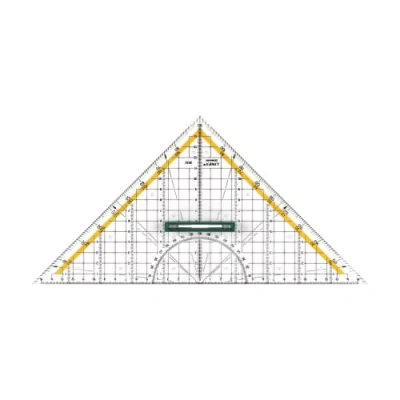 Abbildung von Linex 2632 Geo Dreieck aus Kunststoff, mit Griff, 30 cm, Winkelmesser, abnehmbarer Facette, Tuschenoppen, metrische Skala