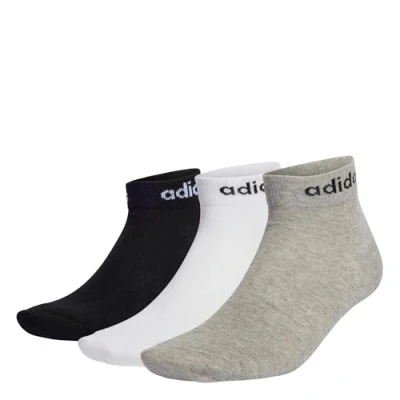 Abbildung von adidas Unisex Kinder Think Linear Ankle Socks 3 Pairs, Medium Grey Heather/White/Black, 7 8 Years