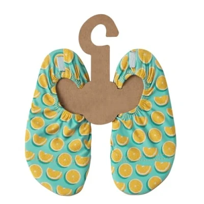Abbildung von Slipstop Kinder Strandschuhe Anti Rutsch Sport Schuhe Schwimmschuhe Badeschuhe Urlaub Yoga Pool Unisex in Grün mit Orangen, Gr. 18 20