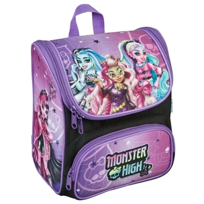 Abbildung von Scooli CUTIE Vorschulranzen Monster High Hauptfach und Vortasche gepolsterte Träger Rücken Ideal für Kinder ab 3 Jahren