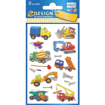 Abbildung von AVERY Zweckform 53209 Kinder Sticker Baumaschinen 28 Aufkleber