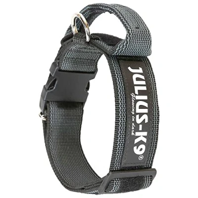 Abbildung von JULIUS K 9, 200HA 2015 Color und Gray series K9 Halsband mit Haltegriff, Sicherheitsverschluss Logo Sicherheitsverschluss, 50 mm x 49 70 cm, verstellbar, schwarz grau