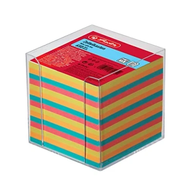 Abbildung von Herlitz 1600253 Zettelkasten 9x9x9cm transparent 650 Blatt farbig