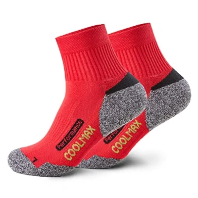 Abbildung von Piarini 2 Paar Coolmax Wandersocken Trekkingsocken Funktionssocken kurz rot 39 42