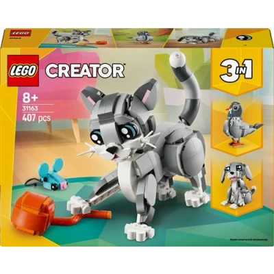 Abbildung von LEGO Creator 3in1 Graue Katze Modell umbaubar in Spielzeug Hund oder Taube Bauset mit Tierfiguren für Kinder Geburtstagsgeschenk Mädchen und Jungen ab 8 Jahren 31163