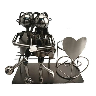 Abbildung von ito electronics Liebespaar auf Bank Flaschenhalter sitzend Hochzeit Geschenk Herz Weinflaschenhalter, Weinständer 24 x 11 21 cm
