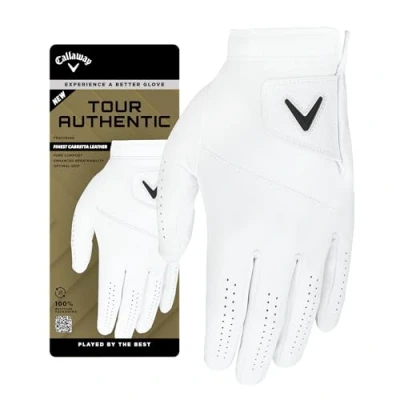 Abbildung von Callaway Golf Tour Authentic Herren Golfhandschuh 2025 Rechtshänder für Linkshänder, S, Weiß