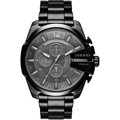 Abbildung von Diesel Herrenuhr Mega Chief, QuarzChronographenwerk, 51mm Schwarzes Edelstahlgehäuse mit Edelstahlarmband, DZ4355