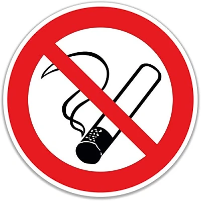 Abbildung von 15 Stück Rauchen verboten Aufkleber Ø 7cm Sticker mit UV Schutz Warnzeichen für Außen und Innenbereich Rauchverbot Schild