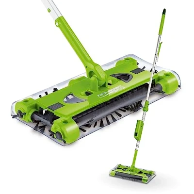Abbildung von Swivel Sweeper Akku Besen einfache Krümelaufnahme Kabellos, beutellos &amp; wiederaufladbar Bodenfeger mit rückenschonendem Knickgelenk 360 Rotation Maximale Flexibilität Mühelose Reinigung
