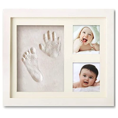Abbildung von PewinGo Baby Handabdruck und Fußabdruck Set, Gipsabdruck Abdruck/Abdruckset mit Echtholz Bilderrahmen Perfekte Geschenkidee für Babydusche Geschenk/Babyparty,Pfotenabdruck Set Katze/Hund