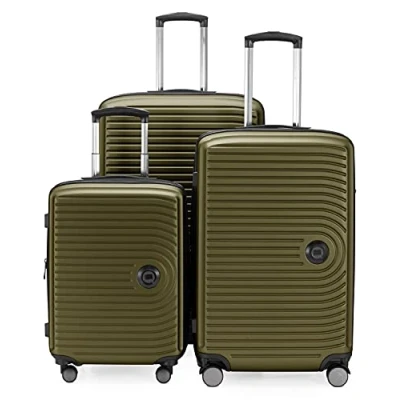 Abbildung von HAUPTSTADTKOFFER Mitte 3er Kofferset Handgepäckskoffer 55 cm, mittelgroßer Koffer 68 cm + großer Reisekoffer 77 Hartschale ABS, TSA, Avocado