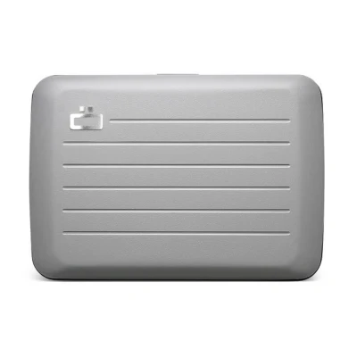 Abbildung von OGON Aluminium Geldbörse Smart Case V2 Einfache Lagerung Metallverschluss Kartenetui mit RFID Schutz Bis zu 10 Karten und Banknoten (Matte Farbe Stone Grey)