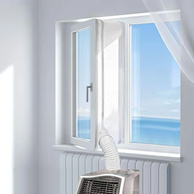 Abbildung von HOOMEE Fensterabdichtung für Mobile Klimageräte, Klimaanlagen, Wäschetrockner, Ablufttrockner, Hot Air Stop zum Anbringen an Fenster, Dachfenster, Flügelfenster, Klimaanlage 300cm