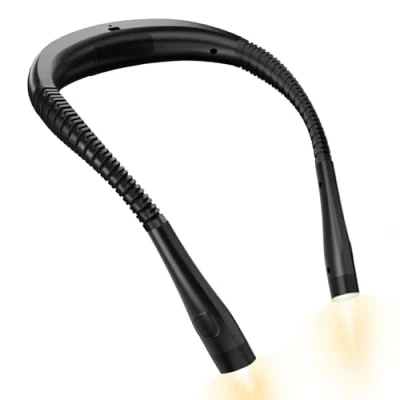 Abbildung von NEUTYPECHIC Leselampe Hals 3 Farben, Bett Helligkeitsstufen, Handarbeitslampe, Nackenlampe mit Ladedatenkabel, Stricklampe zum Umhängen Geeignet Lesen, Stricken, Camping (Schwarz)