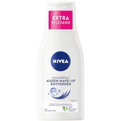 Abbildung von NIVEA Wasserfester Augen Make Up Entferner (125 ml), sanfter mit Kamillen Extrakt und Provitamin B5, entfernt selbst wasserfeste Mascara