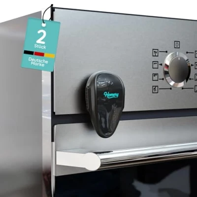 Abbildung von Backofen Kindersicherung, 2 Stück Herdschutz Kinder für Backofentür, Kindersicherung Herd Babys &amp; Kleinkinder, Ofenschutz mit Installation ohne Bohren (2 Stück,Schwarz)