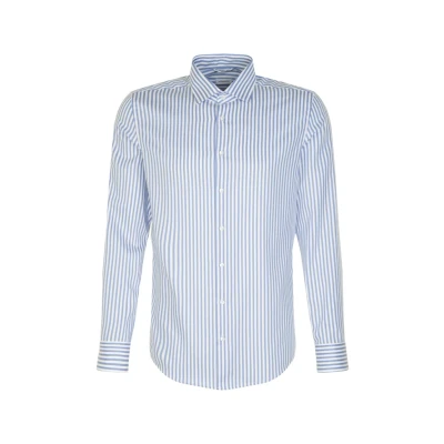 Abbildung von Seidensticker Herren Shaped Fit Langarm Hemd, Mittelblau, 39