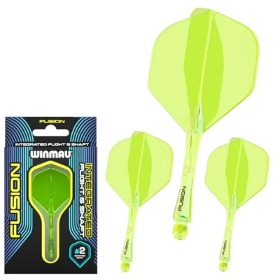Abbildung von WINMAU Fusion Fluor Gelb Kurz Integriertes Dartflug und Schaftsystem 1 Set pro Packung (insgesamt 3 Flug Schäfte)