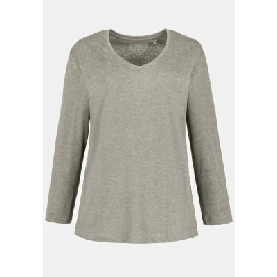 Abbildung von Ulla Popken, Damen, große Größen, Basic V Shirt, Langarm