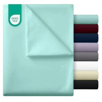 Abbildung von Utopia Bedding Bettlaken ohne Gummizug Betttuch 270 x 290 cm Laken für Bett 180 200 Flaches Blatt weiche gebürstete Mikrofaser Kurblau