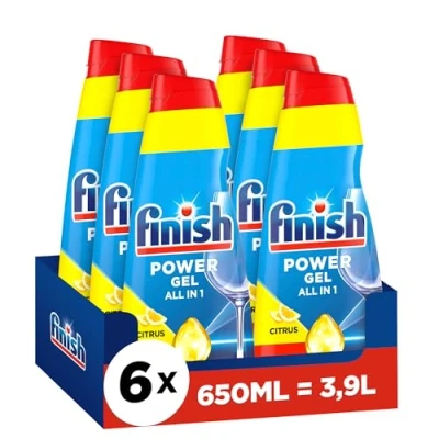 Abbildung von Finish Power Gel Citrus Flüssiges Geschirrspülmittel für die Spülmaschine 6 x 650 ml