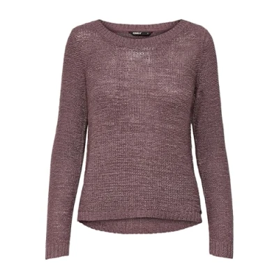 Abbildung von ONLY Damen Basic Strickpullover Einfarbiger Knitted Stretch Sweater Langarm Rundhals Shirt ONLGEENA, Farben:Braun, Größe:XL
