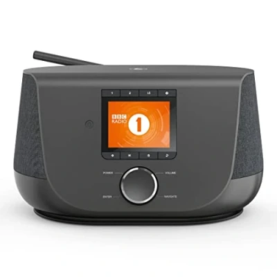 Abbildung von Hama DAB+ Digitalradio Internetradio (Smart Radio mit 2 Wege Lautsprecher &amp; Handy Ladefunktion WLAN/DAB/DAB+/FM Bluetooth/Spotify Streaming Stationstasten Wecker App) Internet schwarz