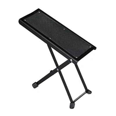 Abbildung von Relaxdays Fußbank Gitarre, ergonomische Haltung, rutschfest, faltbar, 4 Höheneinstellungen, Gitarrenfußständer, schwarz, 1 Stück