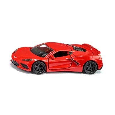 Abbildung von siku 2359, Chevrolet Corvette Stingray, Spielzeug Auto, 1:50, Metall/Kunststoff, Rot, Motorhaube und Türen zum Öffnen, Wechselbare Räder