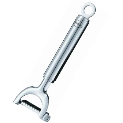 Abbildung von RÖSLE Julienneschäler, bewegliche Klinge, hochwertig, ergonomisch geformter Obst und Gemüseschäler, Edelstahl 18/10, hochglänzend / matt, Silberfarben, 17,5 x 6 1,9 m
