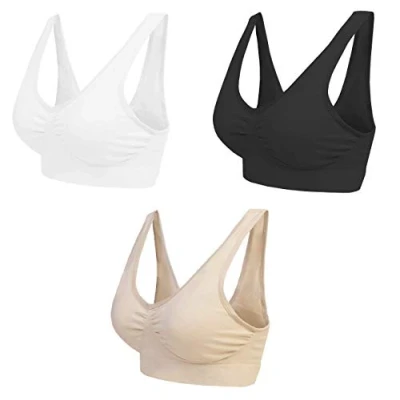 Abbildung von BOOLAVARD ® Comfort BH Seamless Bustier Freizeit und Sport , Sporttop, Nahtlos, Form Top ohne Bügel, Ahh Bra Wohlfühl Microfaser Figur (L: 96 101cm (75C 85A), Weiß Schwarz Hautfarben)