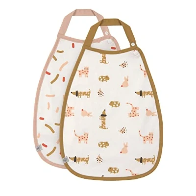 Abbildung von LÄSSIG Baby Kleinkind Lätzchen (2 Stk.) Bio Baumwolle Druckknopf / Medium Drop Bib Little Mateys spicy orange