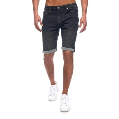 Abbildung von JEEL Herren Kurze Hosen Slim Fit Jeans Shorts 5 Pocket Style Stretch Hose für Männer Basic Washed 6 Schwarz 32W