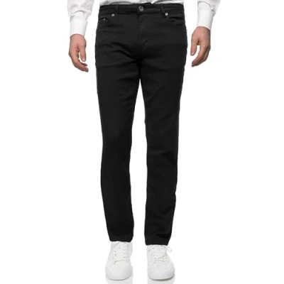 Abbildung von JEEL Herren Jeans Regular Fit Straight Cut Stretch Hose Basic Washed 07 Schwarz 36W / 30L